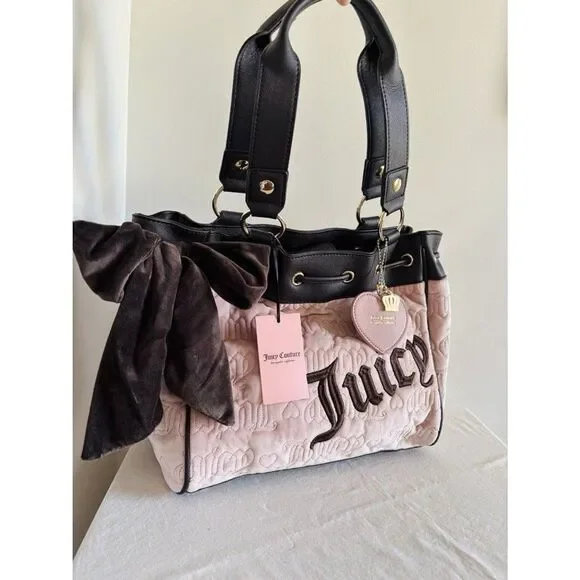 Juicy Couture Vintage Dreams Tote Bag Daydreamer Blush Pink Brown Shoulder NWT - Picture 10 of 10